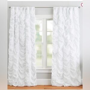 TWO (2) PBTeen White Ruched Blackout Curtains